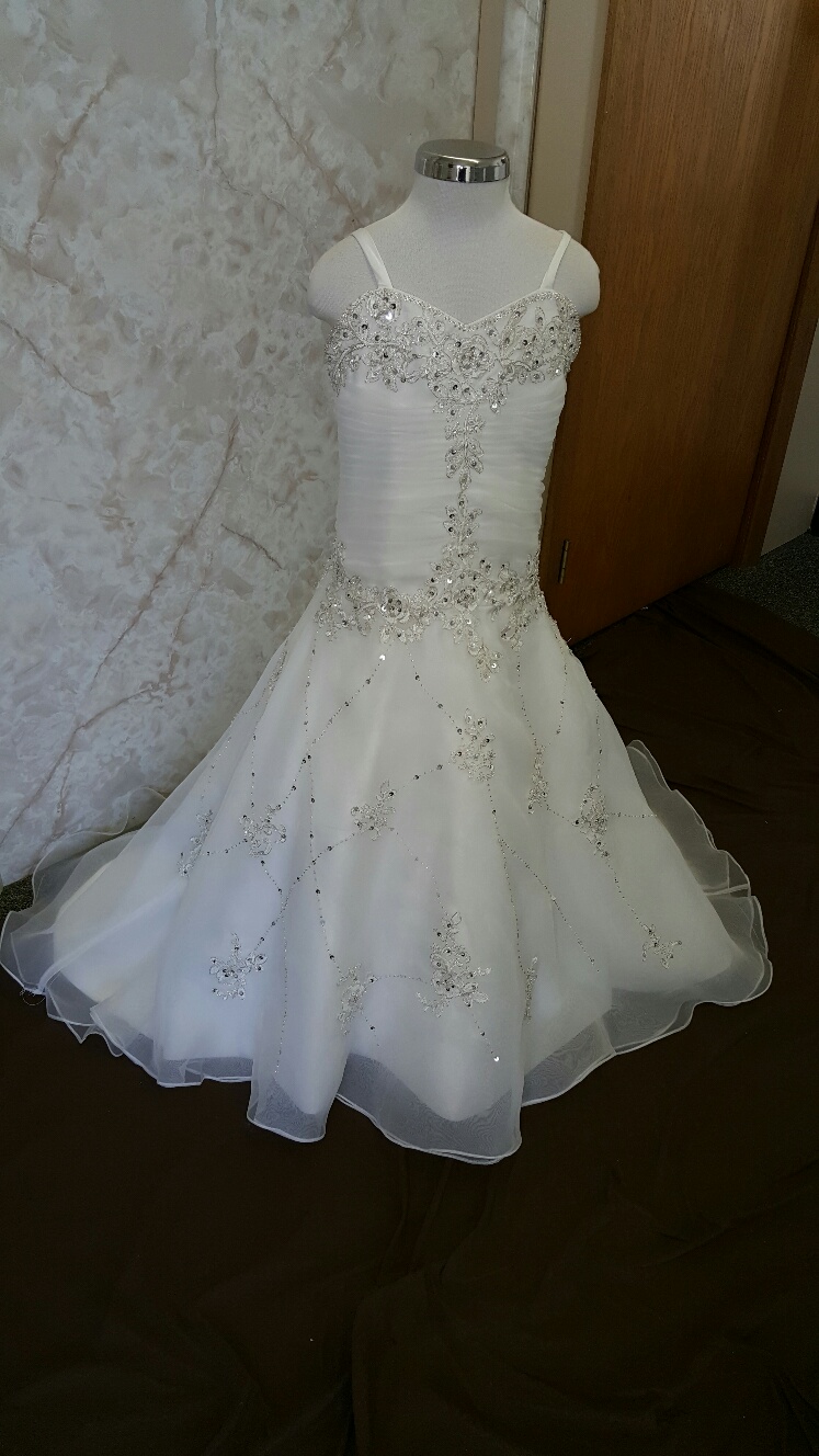 ivory and crystal flower girl dress