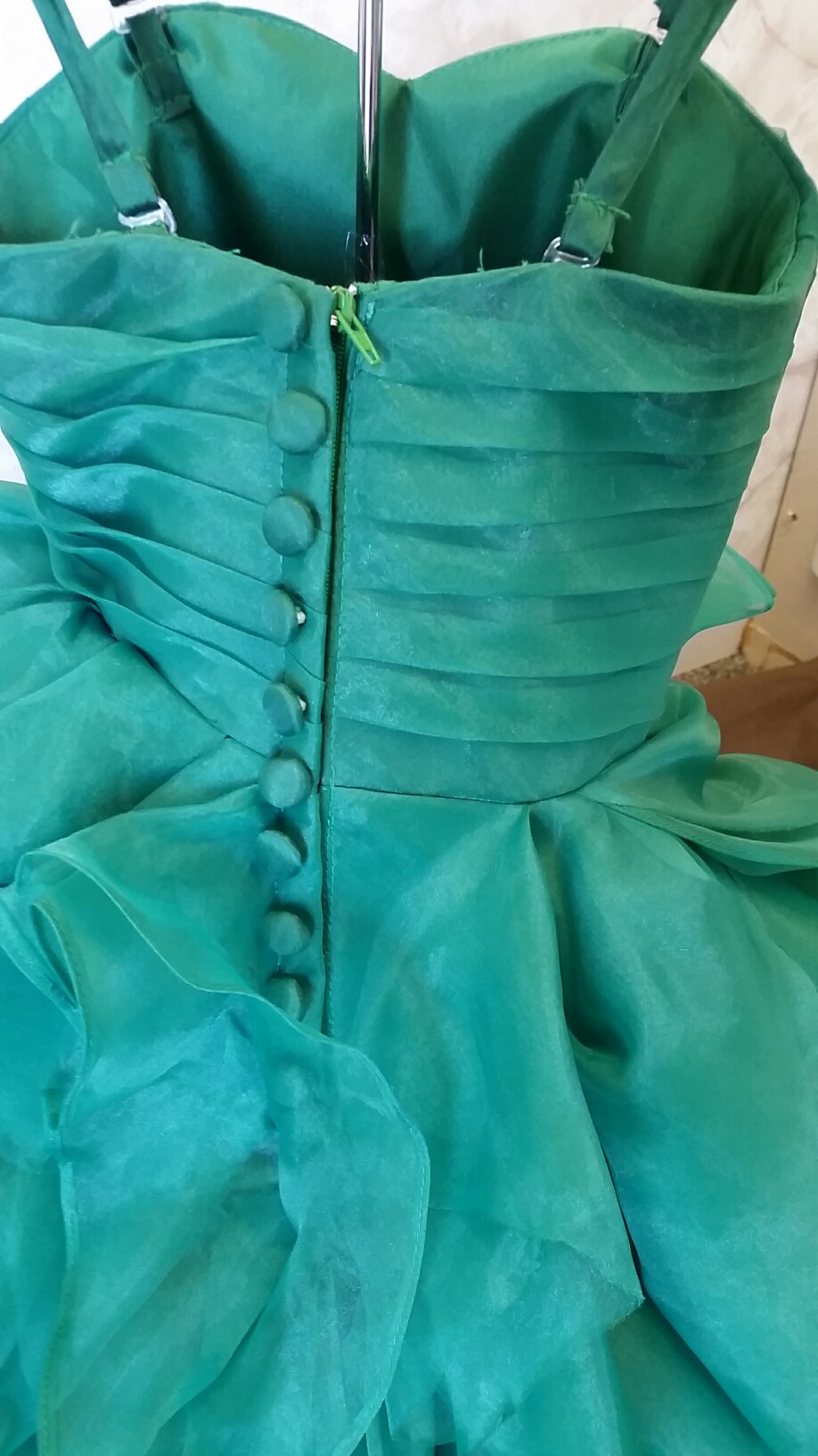 green ruffle infant wedding dress