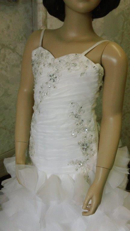 ruched bodice with beaded applique