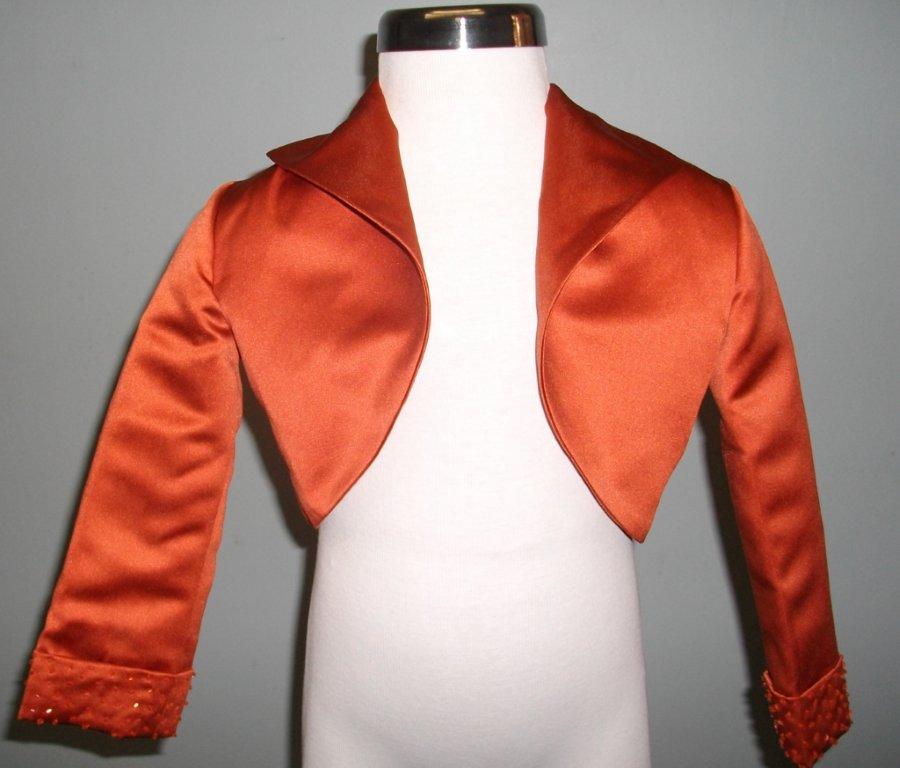 orange beaded bolero jacket with beaded cuff