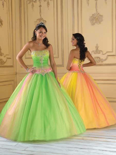 bright pageant dress