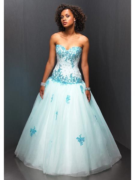 white and blue quinceanera dresses