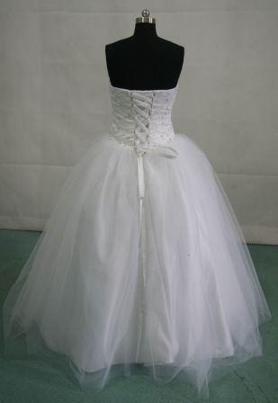 white ball gown with silver and clear beading