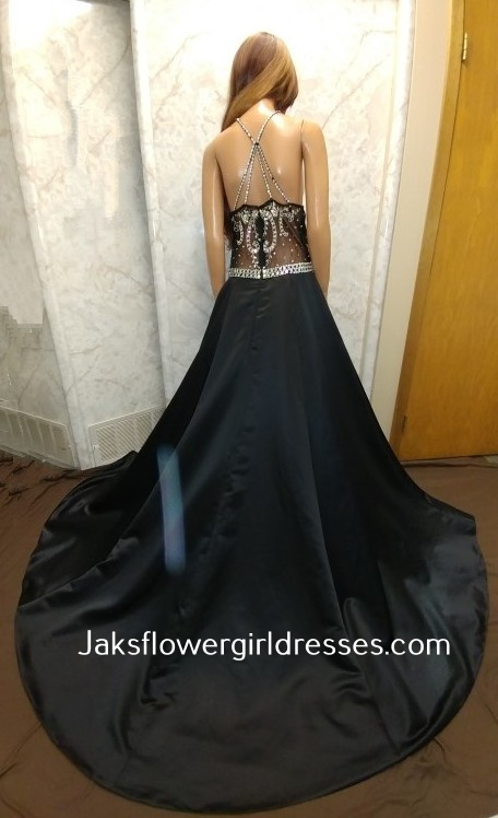 black evening gowns with jewel strap back