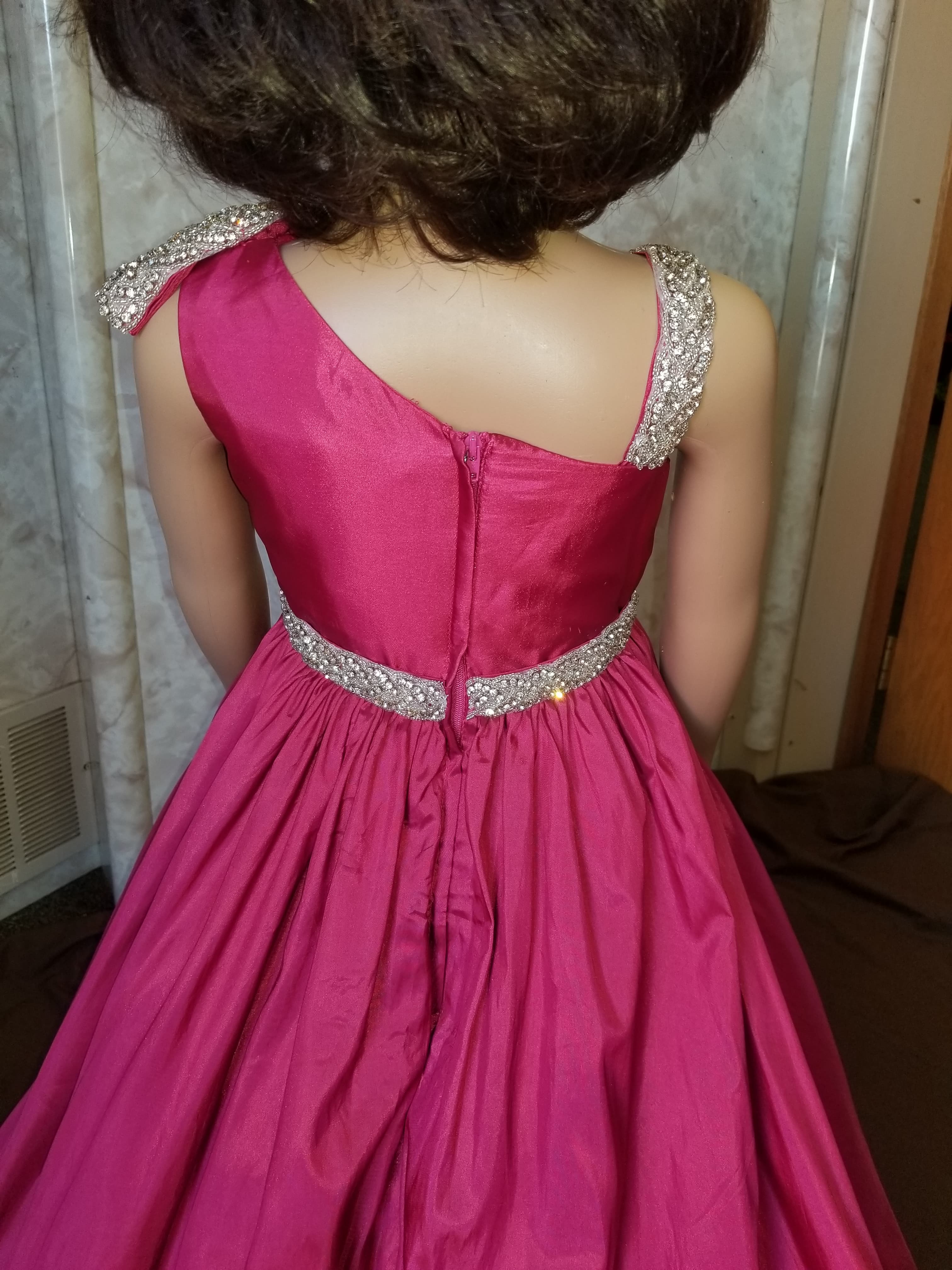 pink one shoulder dress