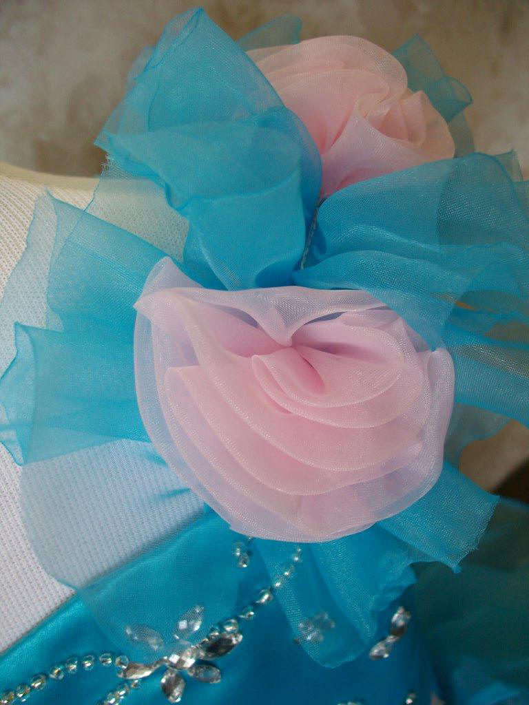 pink and blue shoulder strap ruffles