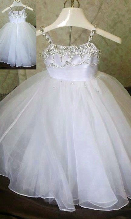 Rhinestone beaded princess infant wedding dress