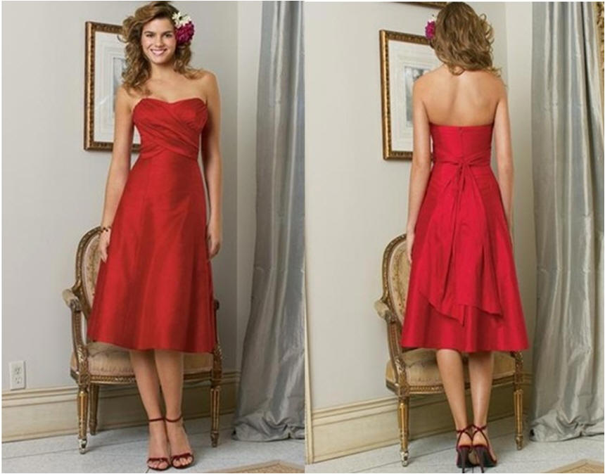 red strapless crisscross bodice ties in the back dress