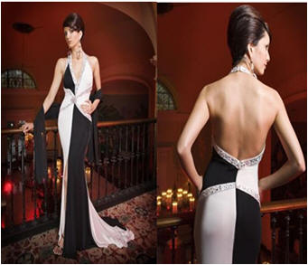 black and white evening gown