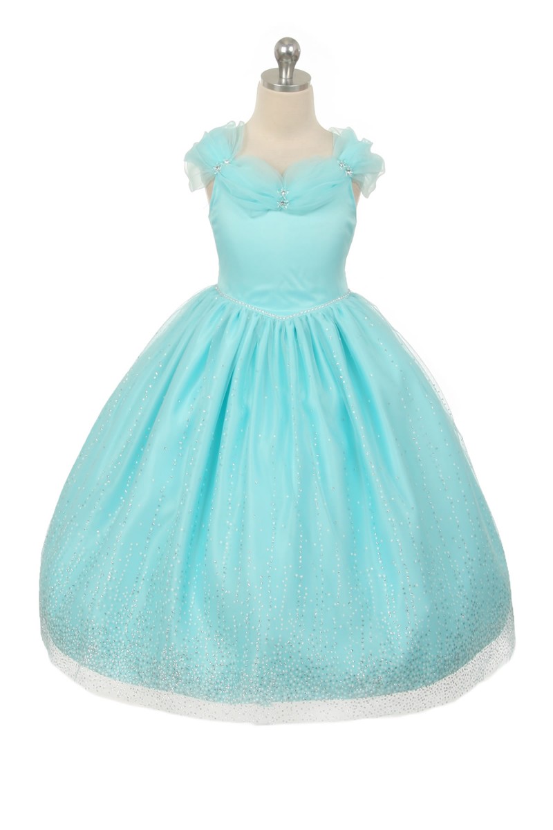princess style ball gowns in aqua