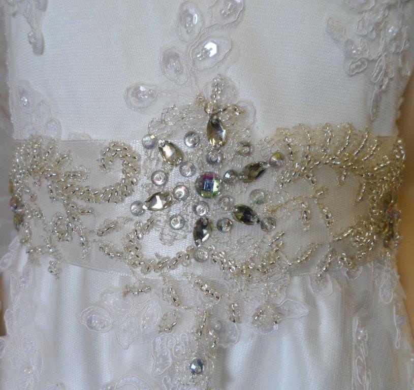 beaded lace applique flower girl dress