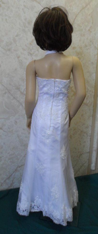 A line halter lace flower girl gown