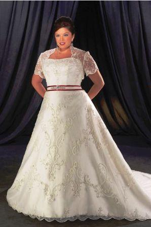 Cheap plus size white and red wedding dress