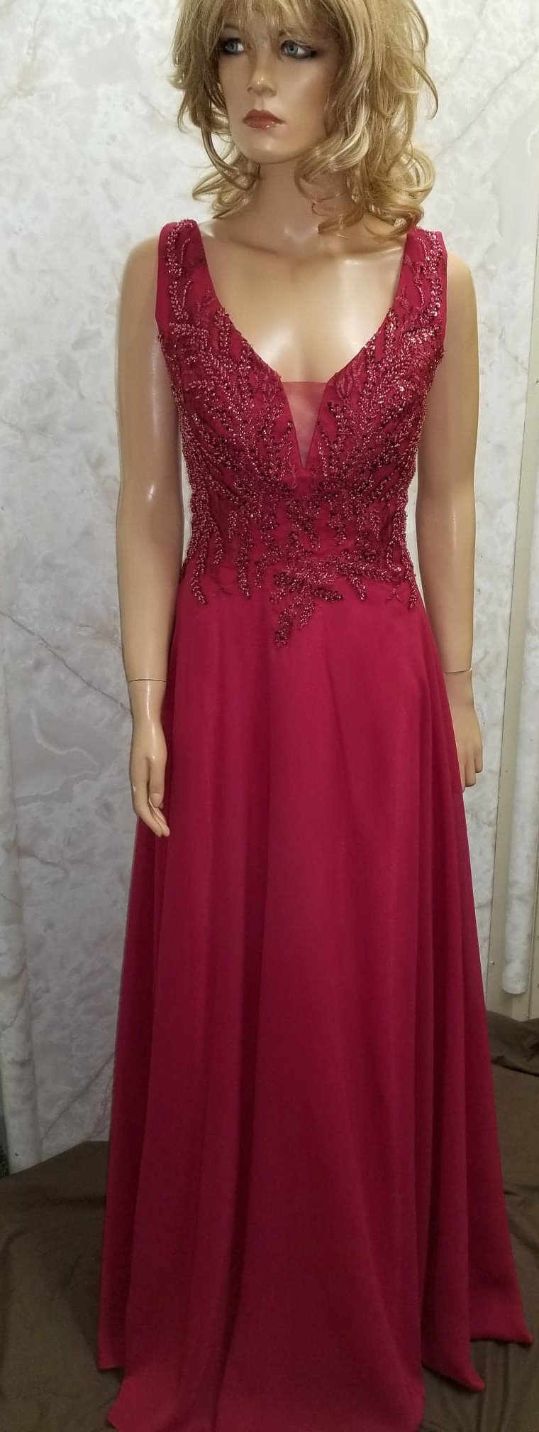 Red chiffon prom dress