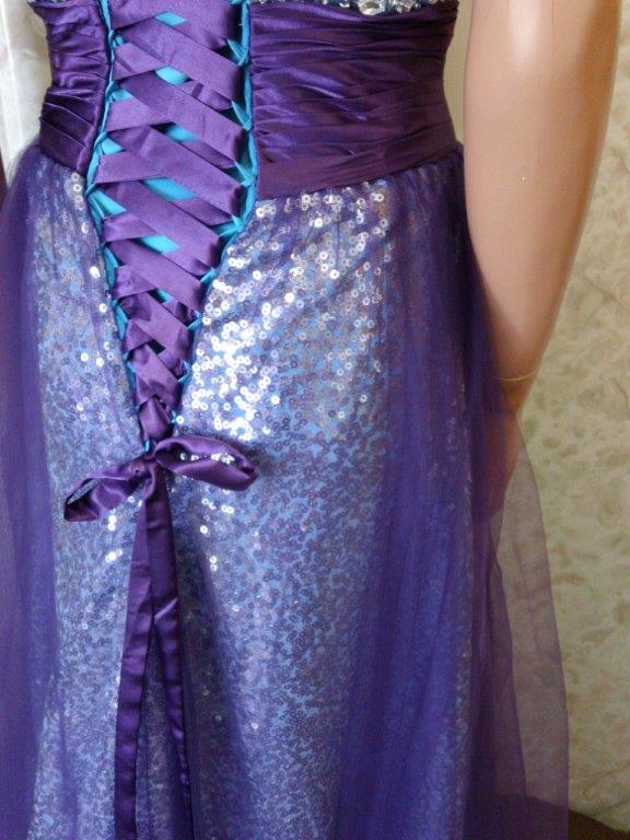 grape and turquoise come together on corset lace back