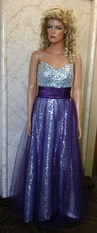 purple long sequin dress