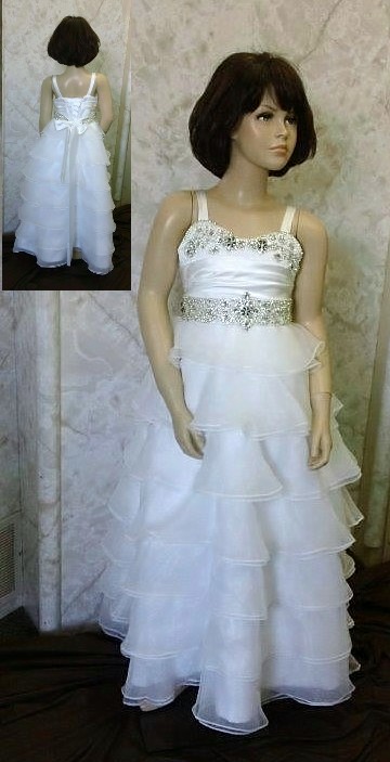 Jeweled dress with organza ruffle skirt