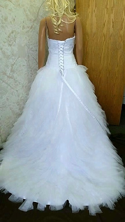 white ruffle wedding dress