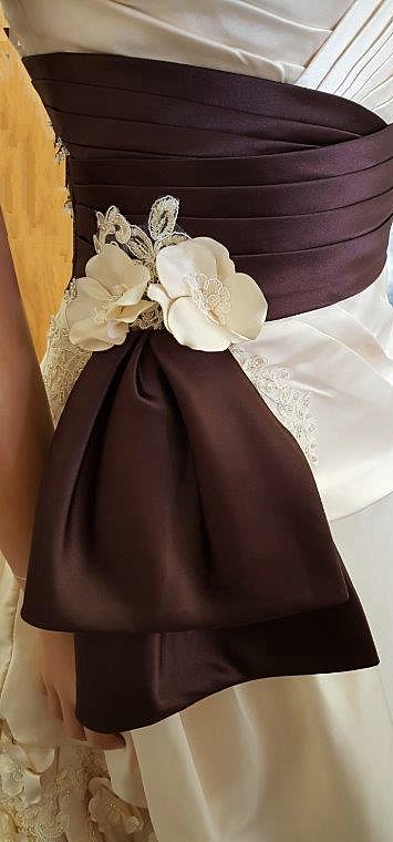 champagne and chocolate wedding gown