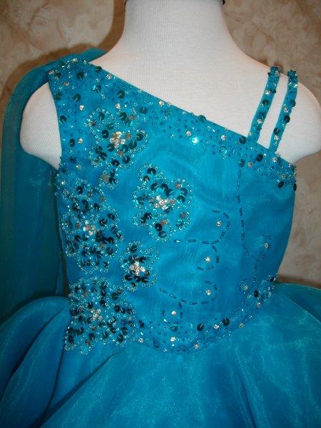 Blue Turquoise Baby Girl Pageant Party Dress 12-18 Mo