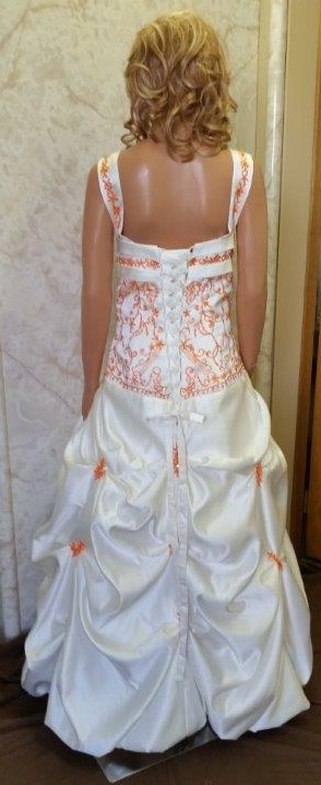 ivory and orange wedding dress