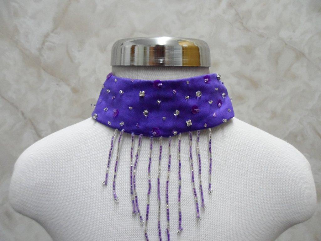 purple detachable jeweled and beaded collar