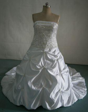 white strapless wedding gown with metallic silver beading