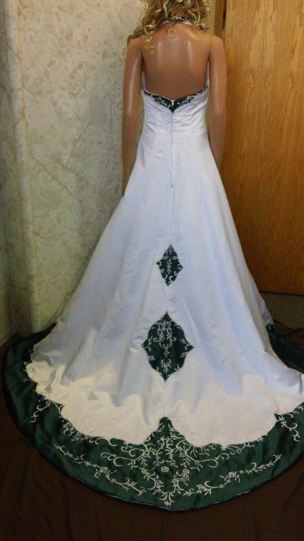 white emerald green wedding dresses