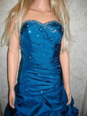 Teal Sweetheart ruched pickup prom dress with lace up back