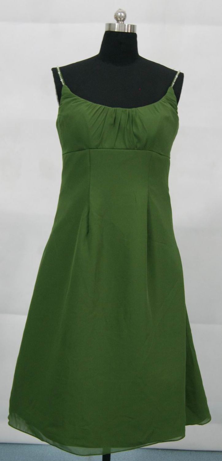 short chiffon green clover bridesmaid dress