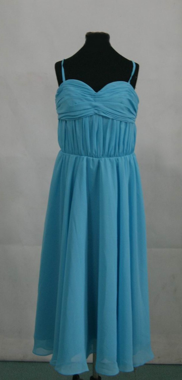 pool blue chiffon bridesmaid dress