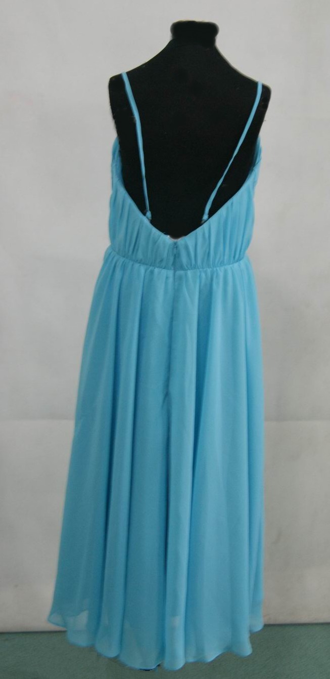 pool blue chiffon bridesmaid dress