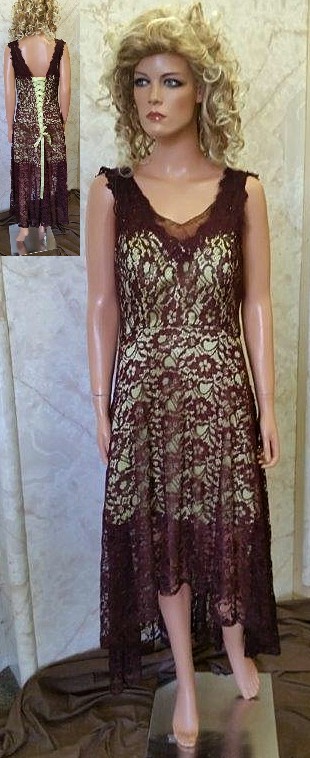 green and brown lace dresses
