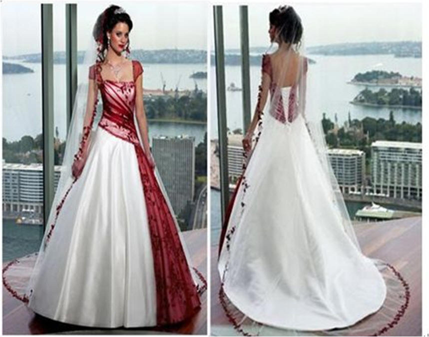 red and white wedding dresses 