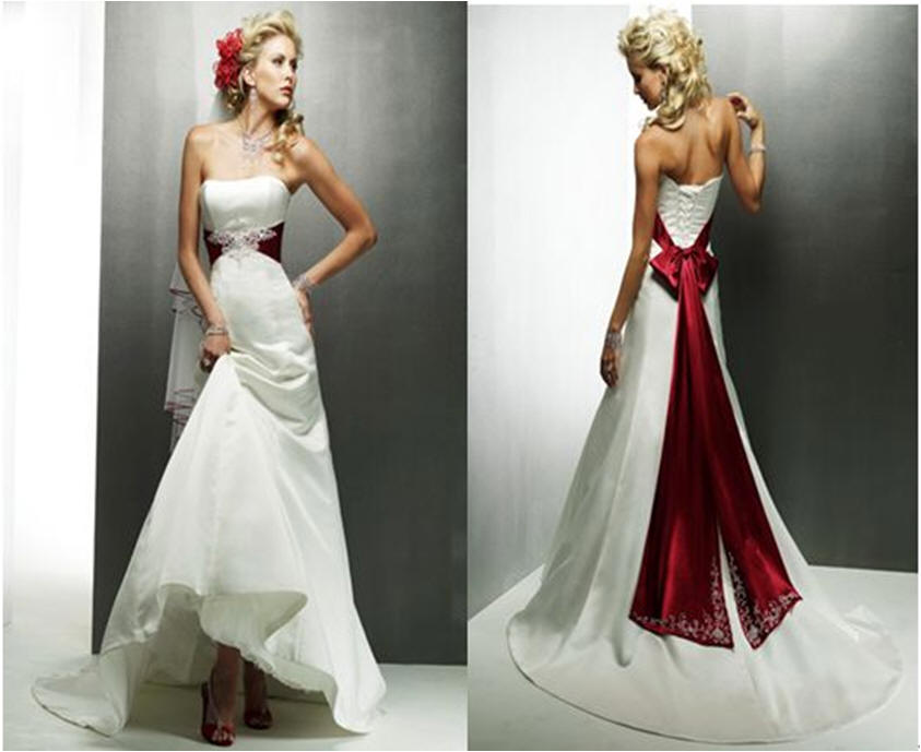 ivory and merlot wedding dresses
