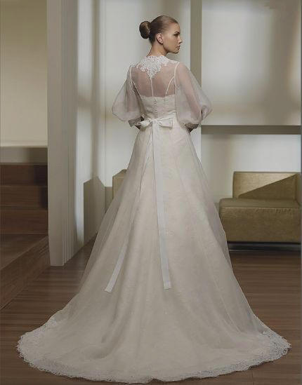 lace edged wedding dress jackets with train