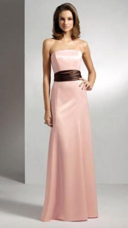 Pink Bridesmaid Gown with chocolate brown sash