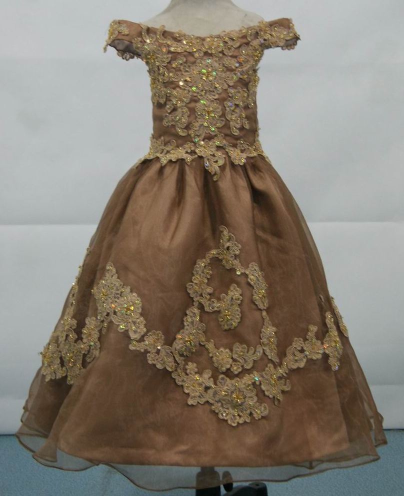 mocha and gold pageant dress