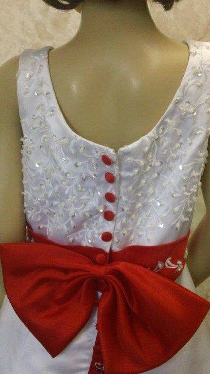 white and red flower girl dresses