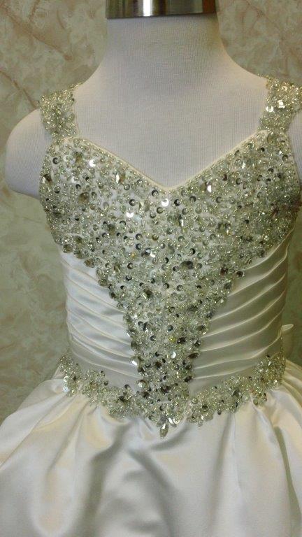 ruched crystal encrusted bodice
