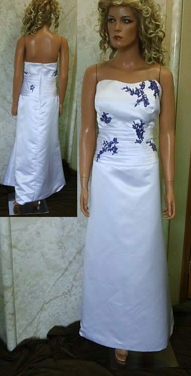 white purple wedding dress