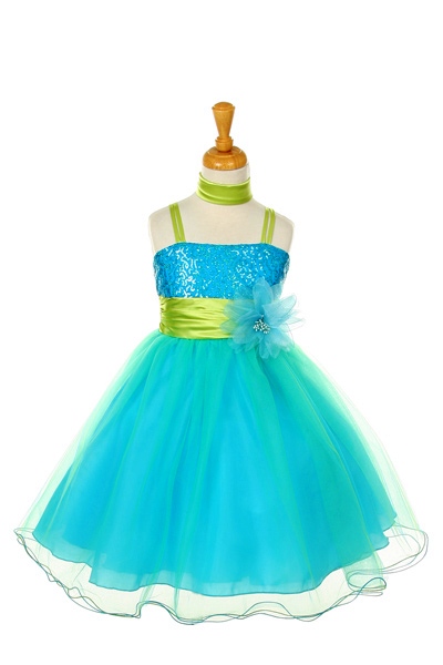 Child size 2 turquoise and lime dress $40.00