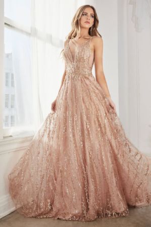 rose gold evening gowns