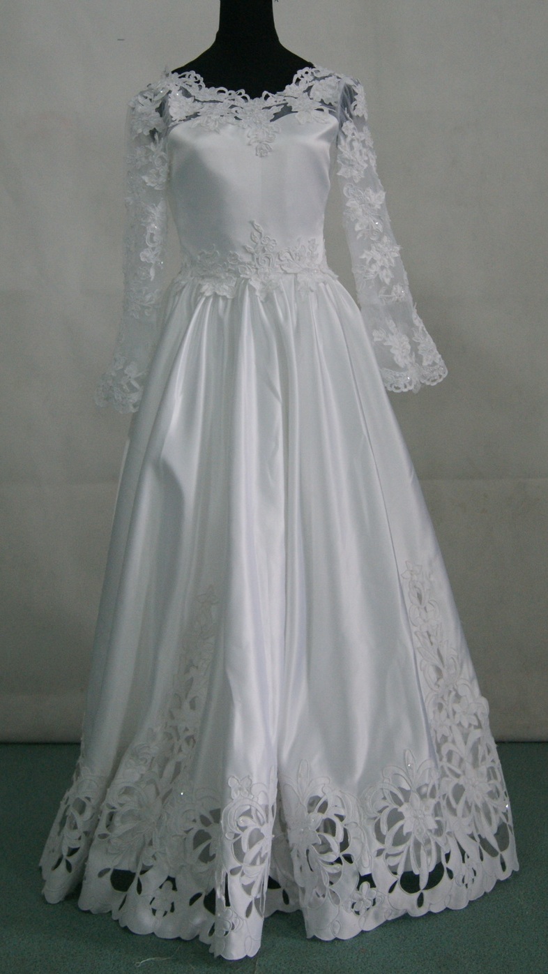 long sleeve Communion Dress with cutout work