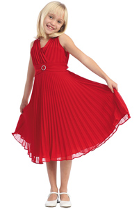 Red Pleated Holiday & Christmas dress
