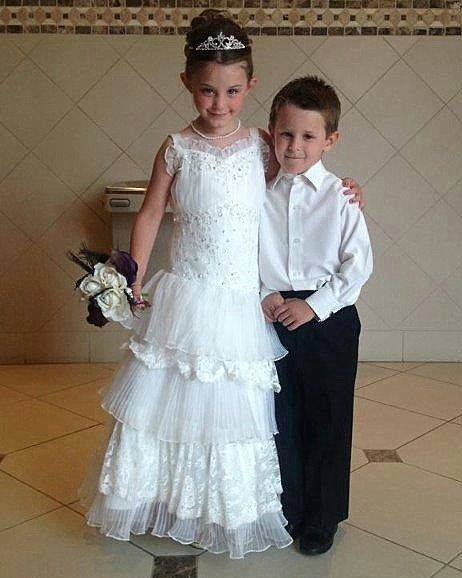 beaded lace and pleated organza flower girl dress