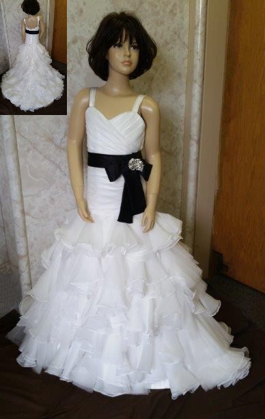 mini wedding dress with black sash