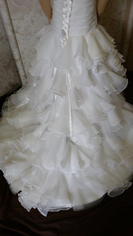 flower girl dress with layered skirt and train
