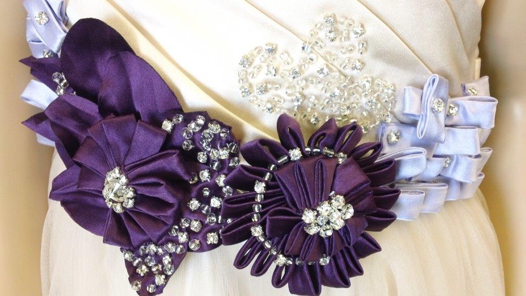 hand made purple flower on dress