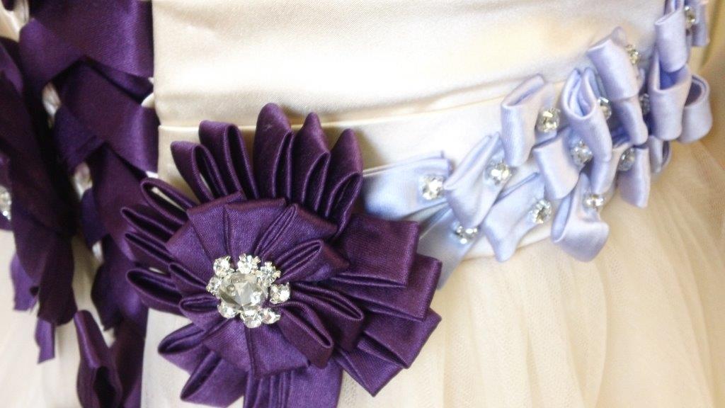 hand made purple flower on dress